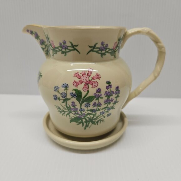 Lenox Spice Garden Collection Jug Flower Pot and Underplate 1995 Fine Porcelain - Picture 1 of 6